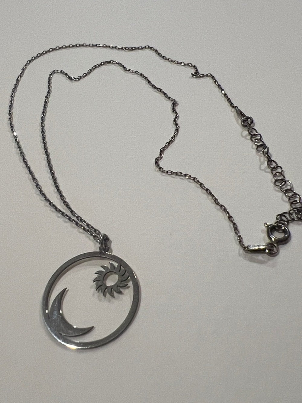 Apollonia Sun and Moon Sterling Silver Pendant Necklace - Womens Jewelry